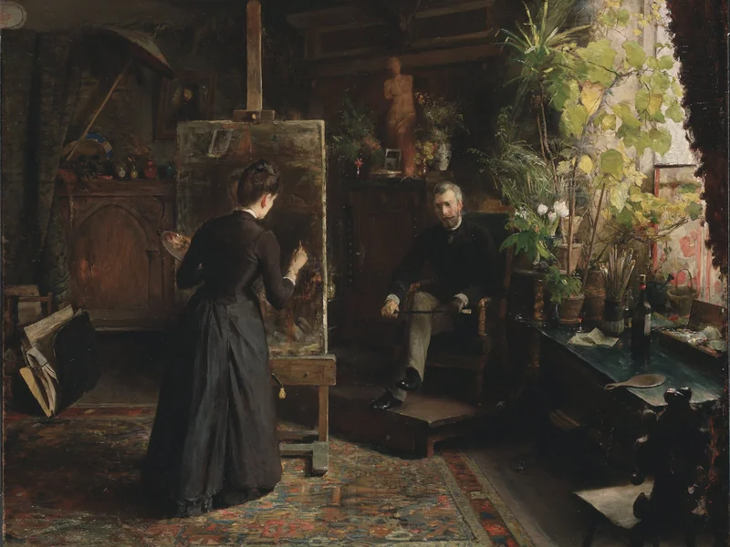 1840-Jeanna Bauck - L'artista danese Bertha Wegmann mentre dipinge un ritratto